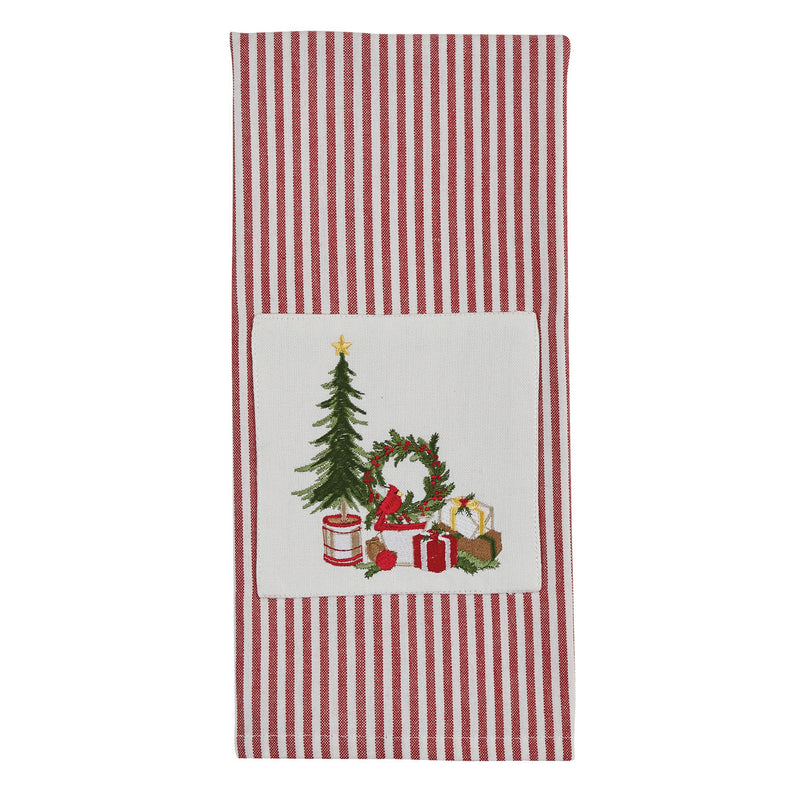 Christmas Tree and Wreath Embroidered Dish Towel